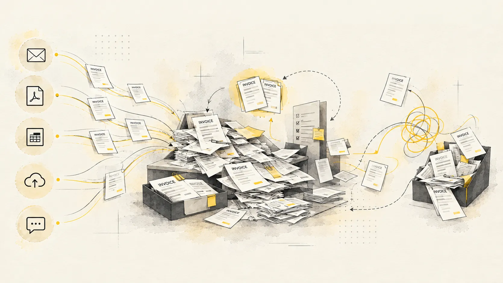 Invoices flooding in from every channel, then stacking up in review.